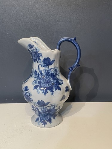 Blue white floral ceramic - blue,