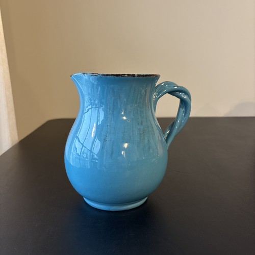 Turquoise ceramic pitcher - turquoise, made