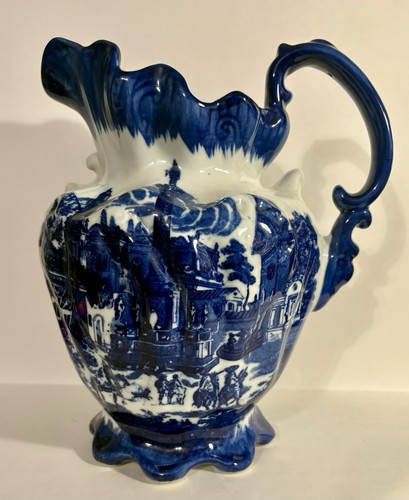 Vintage blue and white large - blue,